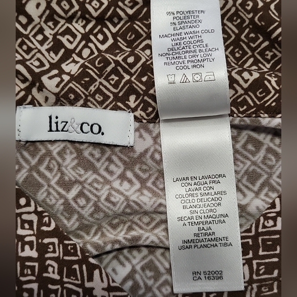 Liz & Co. Women's Top Size XL Pullover Short Sleeve Stretchy Brown - Picture 5 of 8